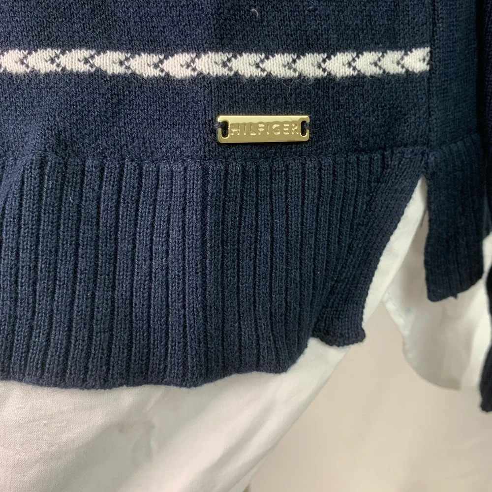 Tommy Hilfiger faux layered navy & red sweater NWT - Picture 3 of 11